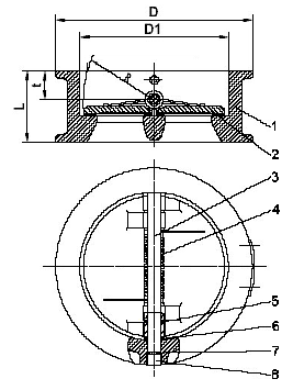 Схема межфланцевого клапана